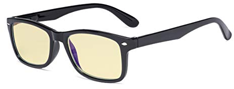 Eyekepper Blaulichtblockierung Computerbrille Damen Herren mit gelb getönter Filterglas - Klassische Brillen - Schwarz +2.00