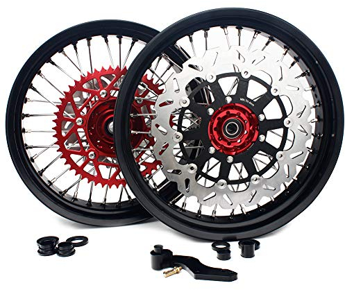TARAZON 17*3.5''+4,25'' Felgensatz Felgen Radsatz Bremsscheiben + Adapter Kettenblatt für Honda CRF 450R 2004-2012 250R 2004-2013