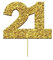 Anniversary House 12pcs Gold Glitter 21st Birthday Cake Toppers, 3.8 x 4.5cm, Age 21 Cupcake Toppers, Paper, Birthday Cake Decorations, Number 21 Celebrations, Bamboo Picks, J062