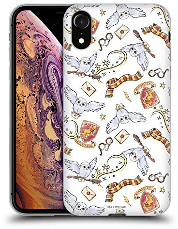 Head Case Designs Officially Licensed Harry Potter Hedwig Owl Pattern Deathly Hallows XIII Gel Case [Military Grade Protection] Compatible With Apple iPhone XR