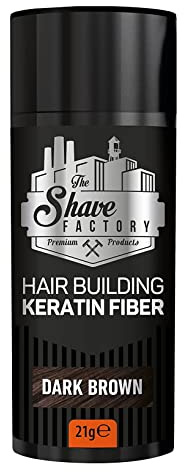 The Shave Factory Hair Building Keratin Fiber 21g große Dose! Schütthaar Haarfasern Streuhaar | wieder volle Haare | Haarausfall verbergen | endlich volles Haar(Dark Brown)