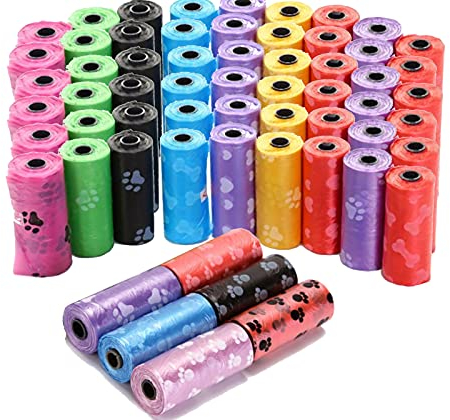 900x Hundekotbeutel bunt mit Aufdruck 30 x 22 cm (60 Rollen mit 15 Beutel)