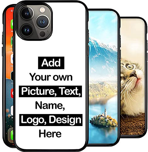 Personalised Phone Case compatible with iPhone 13 Pro Max, Add Your Text, Picture, Design, Logo on Shockproof Bumper back Cover Customised Gift idea for Birthday, Wedding, Anniversary, Special Moments