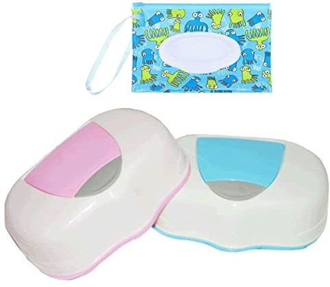 Sipiris Feuchttücher Box Baby,2PCS Wet Wipes Dispenser 1PCS feuchttücher beutel Tissue Aufbewahrungskoffe Toilettenpapier Box Feuchttücherbox Tücherbox für Zuhause und Büro