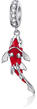 Manhe Charms Fisch Charms Anhänger für Halskette Sterling Silber Red Glücklich Karpfen Charms passen Pandora Charms Armband für Frauen