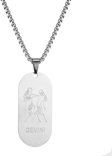 AFSTALR Silber Kette 12 Sternbilder Zwillinge Halskette Herren Tierkreis Kette Anhänger Konstellation Kette