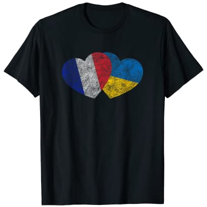 Ukraine France Drapeau dans un coeur T-Shirt