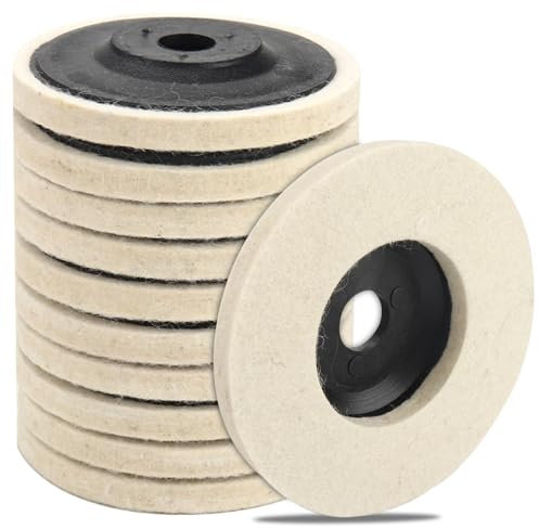 SI FANG 10Pcs Fine Wool Felt Polishing Wheel Angle Grinder Discs, 100mm 4in Buffing Pads for Compound Polishing Cleaning, Ceramic Glass Stainless Steel Metal