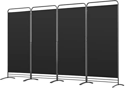 Angel Living 4 Panels Room Divider Folding Panel Screen Movable Partition Privacy Separator Wall Furniture Indoor Bedroom Office Paravent Partition Separator, 324 x 180cm Black