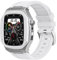 Enze – Coque en acier inoxydable compatible avec Apple Watch Series 7 45 mm 6/5/4 iWatch SE 44 mm pour homme – Coque de protection robuste en métal résistant aux bracelet Acier inoxydable Silicone