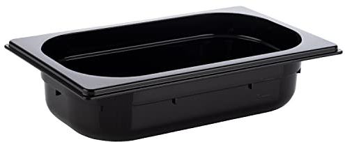 APS 82072 GN 1/4 Behälter, Gastronormbehälter aus Polycarbonat, Abmessungen 264 x 162 mm/Höhe 65 mm/Volumen 1,7 Liter, schwarz
