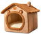 Galatée Katzenhöhlenbett, Waschbares Hundebett, Warmes Und Gemütliches Katzenhaus, Faltbar Bequemes Haustierkatze, Hundebett Mit Abnehmbarem Kissen(L, Braun)