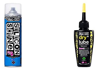 Muc-Off Shine (Spray al Silicone-Riduce attrito-Ideale x sospensioni) 500ml cod. 227 Unisex Adulto, Nero, 500 ml & Dry Chain Lube, 50 ml - Lubrificante Catena Bici Biodegradabile, Olio Catena Bici