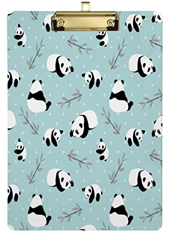 JUMBEAR Klemmbrett Niedliche Panda Briefgröße Klemmbretter Nachfüllbare PVC-Platte mit Clip Hartfaserplatte für A4 Papiere Büro Arbeiter Schule 31,8 x 22,9 cm