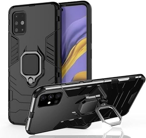 AKABEILA Case for iPhone XS Max Cover Finger Ring Grip Kickstand Metal Holder Silicone PC Hybrid Anti-Scratch Shockproof 6.5 Inch Black