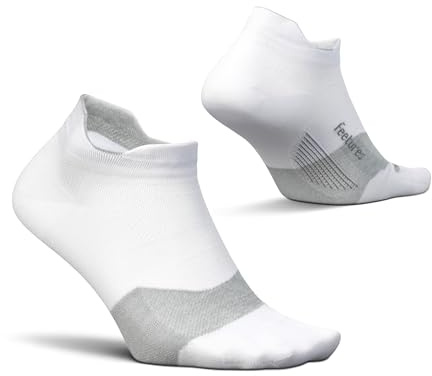 Feetures Elite Ultra Light Cushion Ankle Socks - Sport Sock with Targeted Compression - New White, M (1 Pack)