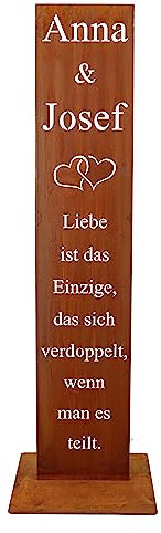 Rostikal Personalisiertes Deko Schild 55 cm mit Spruch und Namen Rost Hochzeitsdeko