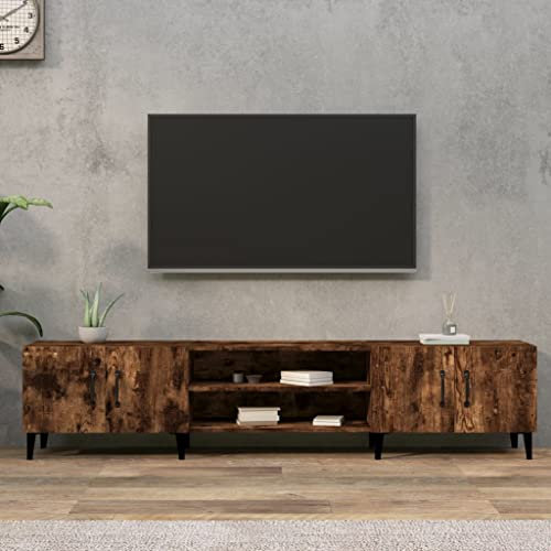Higsose Meuble TV Salon Chêne Fumé 180x31,5x40 cm Bois d'ingénierie Armoire Télévision Dessus Stable et Robuste Vitrine d'affichage Placer Photo Objets Décoratifs Décoration Intérieure