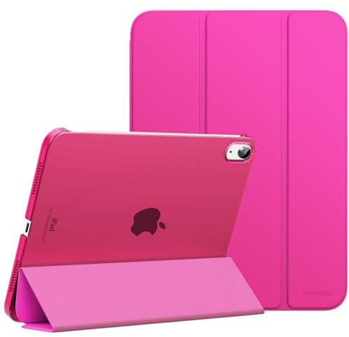 MoKo for iPad (A16) 11th Generation Case 11 Inch 2025, iPad 10th Generation Case 10.9 Inch 2022, Slim Stand Hard PC Translucent Back Shell Smart Cover, Support Touch ID, Auto Wake/Sleep,Bright Pink