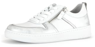 Gabor Damen Low-Top Sneaker, Frauen Halbschuhe,Wechselfußbett,Best Fitting,Strassenschuhe,Sportschuhe,Turnschuhe,Weiss/Silber/Ice,40.5 EU / 7 UK