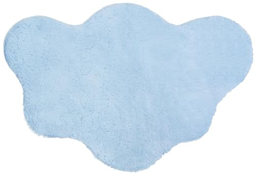 Brandsseller Teppich Wolke Lammfell-Optik ca. 60 x 90 cm Kuschelfell Kunstfell Lammfellteppich Lammfellauflage Läufer Hellblau