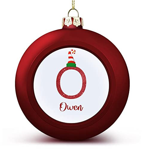 Weihnachtskugel, rot, individueller Name mit Initialbuchstabe O, Weihnachtskugel, Ornamente, Dekoration für Weihnachtsbaum, Anhänger, hängendes Andenken für Weihnachten, Neujahr, Urlaub,
