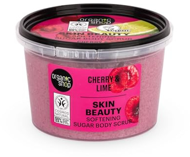 Organic Shop 250ml Body Scrub Skin Beauty Softening Cherry & Lime