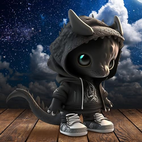 NAVESO Coole Drachen Figuren, Niedliche Garten Drachen Skulptur, Halloween Dinosaur Statue, Drachen Figuren Harz, Drachen Figur Garten Deko, 13 * 10 * 7cm