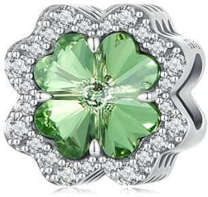 Blätterkleeblatt anhänger für Pandora Armband - 925 Sterling Silber Blumenanhänger Valentinstagsgeschenk Schmuck für Familie Freunde