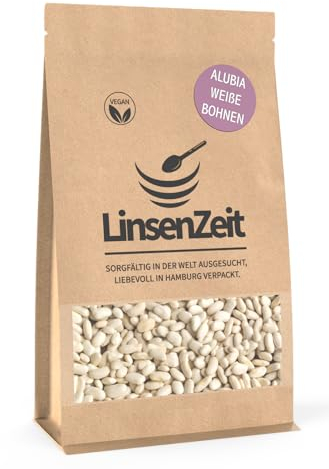 LinsenZeit – Weiße Bohnen 600g – Limabohnen - Alubia Bohnen - Naturbelassen - Großartige Proteinquelle - Vegan & ohne Zusatzstoffe & Premium Qualität