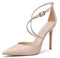 QUEEN HELENA Décolleté con Strass Scarpe Eleganti a Fascia Incrociata Donna K3315 (Nude, Sistema Taglie Calzature EU, Adulto, Donna, Numero, Media, 40)