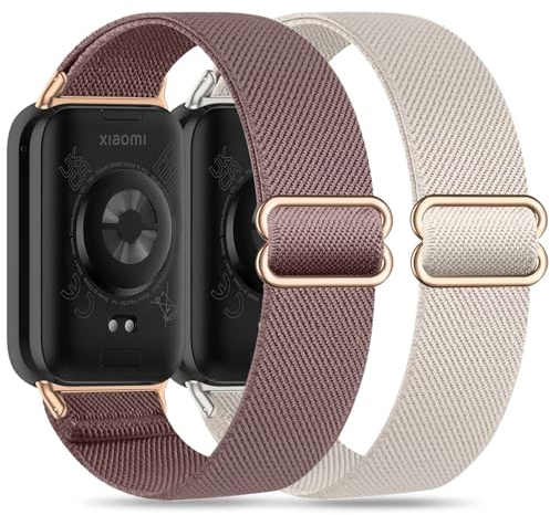 Wizvv 2 Pack Nylon Armband kompatibel mit Xiaomi Mi Band 9 Pro/8 Pro/Redmi Watch 5/Watch 4, Schnellverschluss Ersatz Sport Uhrenarmband für Damen Herren