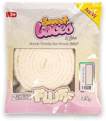SweetLaces Fluff - 2 Lacets en peluche 115 cm Polar Bear - Gros Lacet, Lacet Large - Lacets Sneakers & Basket, Air Jordan, Campus 00s, Cortez - Lavables En Machine - Designés en France - Crème