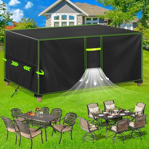 FORTRY Abdeckung Gartenmöbel Wasserdicht, Winterfest Schutzhülle Gartenmöbel, 420D Oxford Plane für Gartentisch Möbelsets Terrassenmöbel, Rechteckig Tischabdeckung Gartenmöbel (170 x115 x71cm)