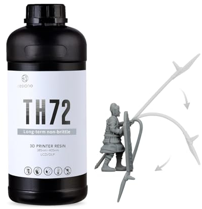 RESIONE UV Resin für 3D Drucker: Flexibles Robustes 3D Drucker Harz- Schlagfestes Langlebiges Photopolymer Resin für Alle DLP/LCD/MSLA 3D-Drucker - Biegsam und Nicht Spröde Mattes Grau 1KG