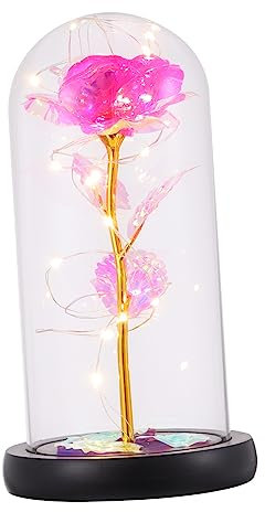 Garneck Led Im Glas Mit Sanfter Beleuchtung Detailgetreue Künstliche Blume in Glasabdeckung Ewige Blumendekoration Für Zuhause