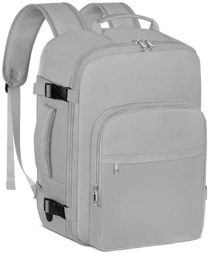 OTAHGK Handgepäck 45×36×20 für Easyjet Untersitz Reiserucksack 40L Wasserdicht Kabinentaschen Flugzeug Laptop Rucksack Lässiger Tagesrucksack Schule Büro Tasche-Grau