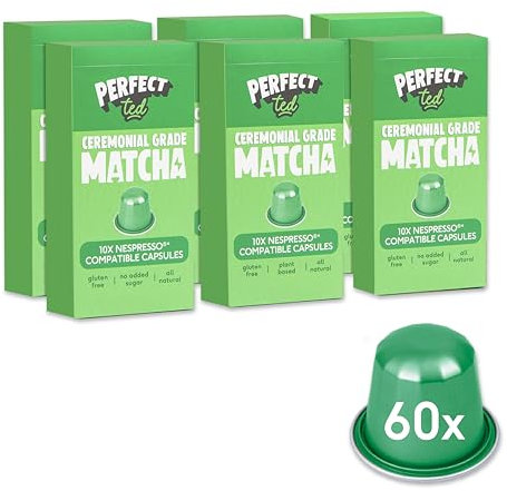 Perfect Ted | Original | 60 Pods Compatible with Nespresso® | Ceremonial Grade Powder | Japanese Matcha Latte