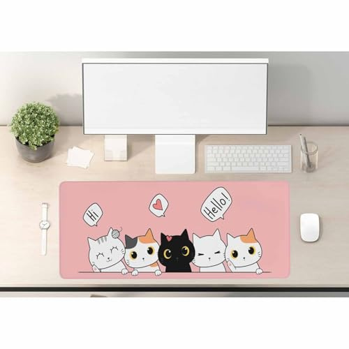 Woutay Mousepad,Cartoon Cat Pink,Cool Desk Pad for Keyboard and Mouse