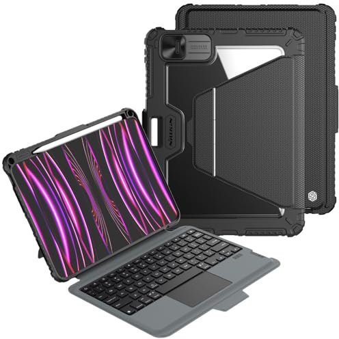 Nillkin Bumper Link - Funda con Teclado retroiluminado diseñada para Apple iPad Air 13 2024/Pro 12.9 2020/2021/2022, Soporte para bolígrafo, a Prueba de Golpes, Soporte, trackpad, Teclado extraíble,