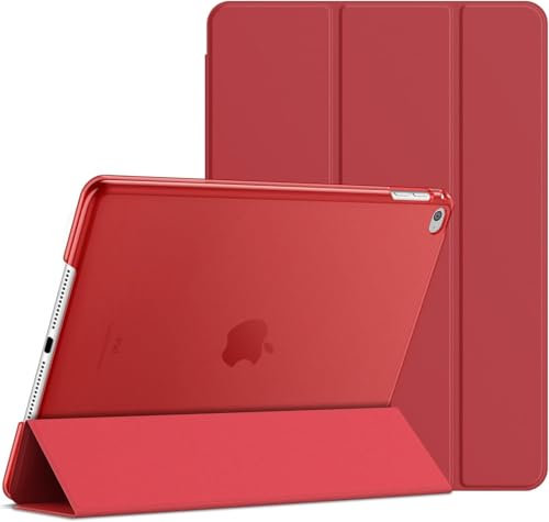 JNS Funda para iPad Air de 2ª generación 2014, A1566 A1567, funda delgada inteligente con parte trasera translúcida, iPad Air 2. (rojo)