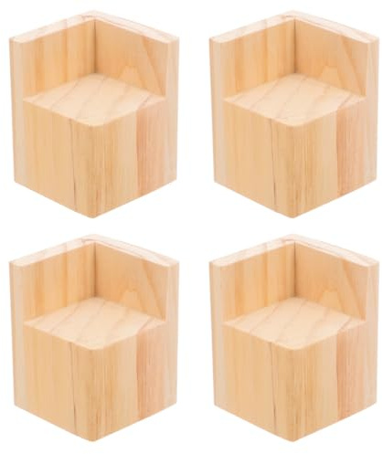 Angoily Lot De 4 Rehausseurs De Pieds De Meuble Carrés En Bois Massif 8.10 X 6.30 X 6.30 cm Pour Canapé Bureau Table Et Chaise Stabilité Renforcée Installation Facile