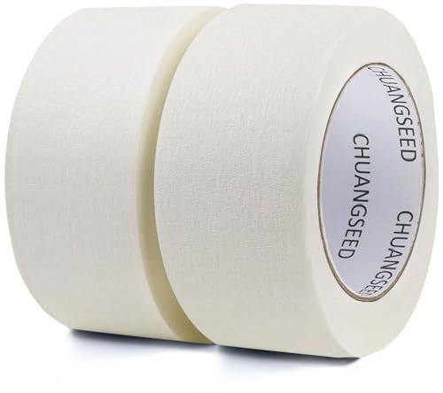 CHUANGSEED White Abdeckband 48mmX50m 2 Rollen, Kreppband für Malerarbeiten und Renovierungen-Leicht Abnehmbar Abklebeband - Malerband Wasserdicht weiß abdeckband lackieren auto