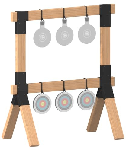 Fiwithy 2x4 Target Stand Brackets, Heavy Duty Metal Shooting Target Holder with 12 Hooks for Sihouette & Practice, AR500 Steel Target Hanger Y&T Connectors Rack for Shooting Brackets, Black, 1 Pack