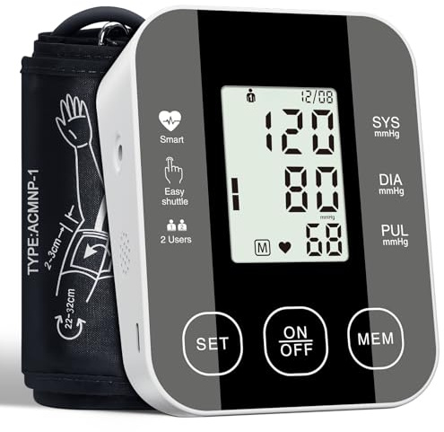 Blood Pressure Monitor Upper Arm Blood Pressure Monitors for Home Use with Adjustable 8.7-12.5 Manual Blood Pressure Cuff, 2x50 Memory(Black)