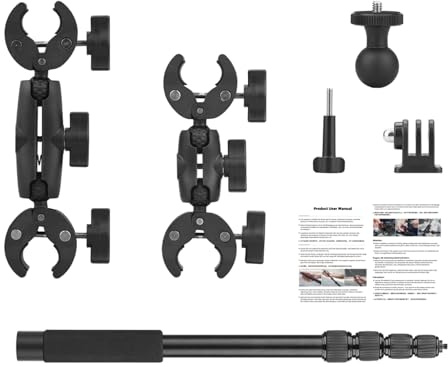 Motorradkamera Klemme Mit 5 Stufe Teleskopstange Einstellbare Kugelkopfadapter Und Doppelschlupf Profit