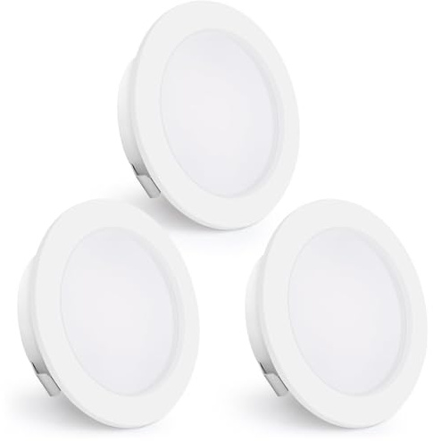 KYOTECH LED Einbaustrahler 230V, 4W 440LM Einbauspots 2700K, 3er Weiß | LED Spots Ultra Flach 16mm, 55-60mm Lochmaß, Möbeleinbauleuchte Warmweiß für Küche, Wohnzimmer, Schlafzimmer