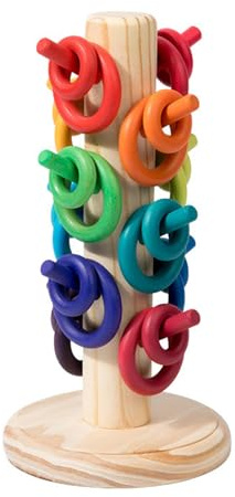 Lerpwige Kinder Holz Mehrfarbige Ringe Für Kleinkind Sortierringe Farbübereinstimmung Spielen Sortiertraining Klingeltoss Spiel Infant Development Toy