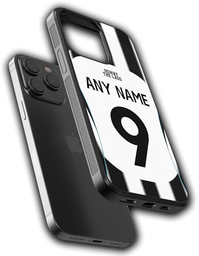 mypetsdirect.co.uk Personalised Football Phone Case (Newcastle Design) Name & Number Custom Bumper Cover (Compatible with iPhone 11 Pro Max) Black