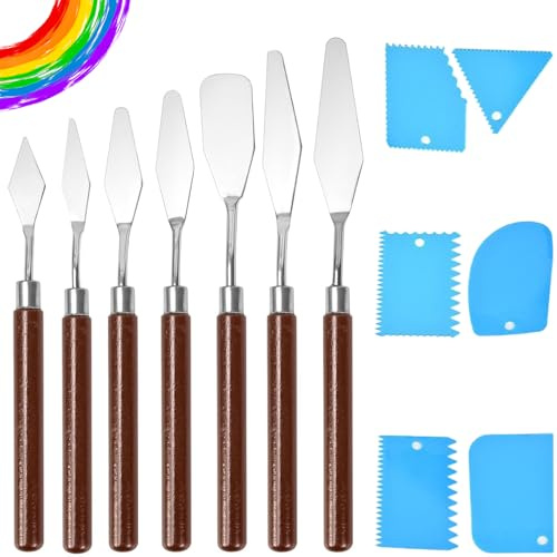 13 coltelli da pittura, spatola per pittura acrilica, 7 palette di coltelli e 6 raschietti, pasta acrilica, pasta per texture acrilica, accessori per pasta strutturale, acquerello, pittura a olio